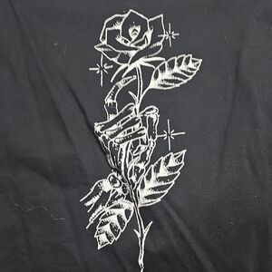 Michael Kors Black Shirt with White Rose Design